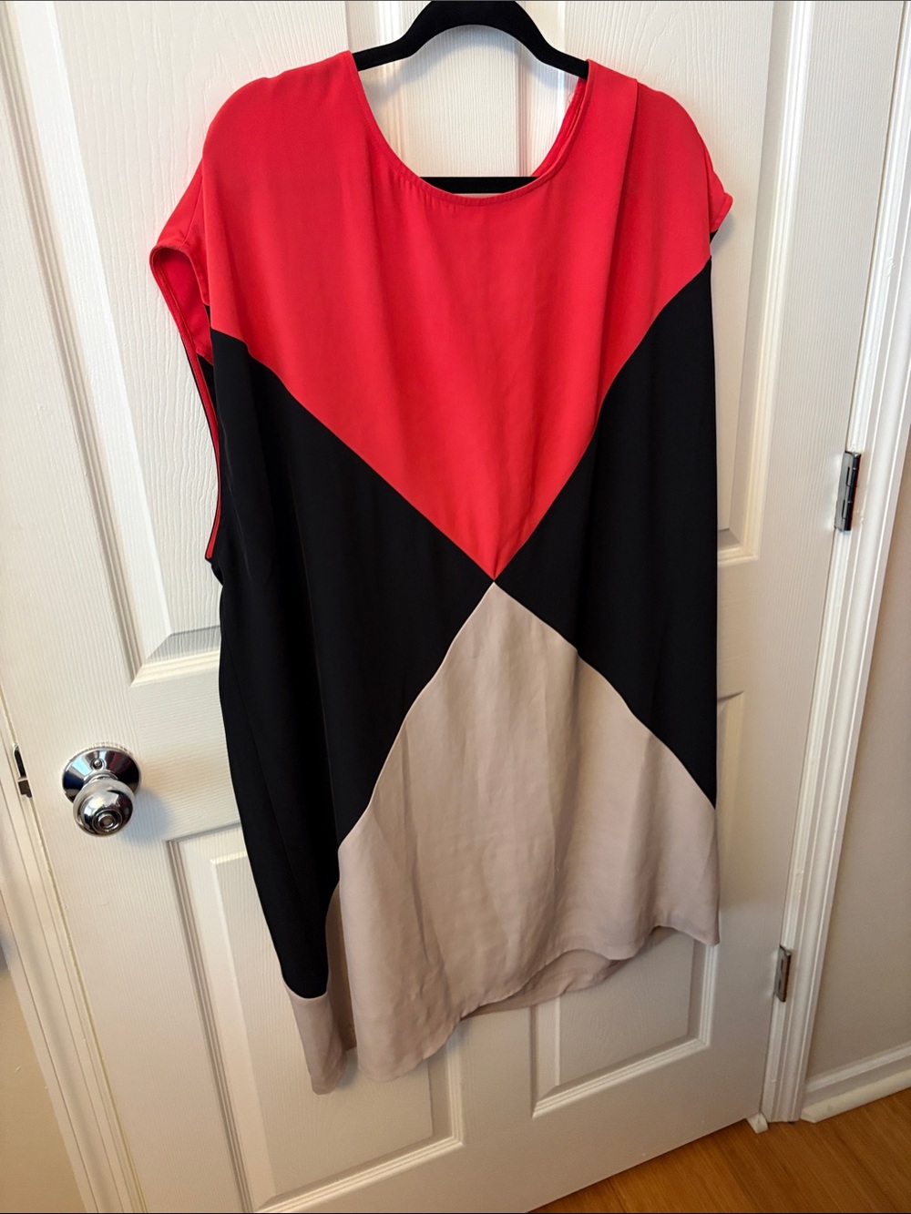 Calvin Klein Red, Black & Tan Colorblock Dress